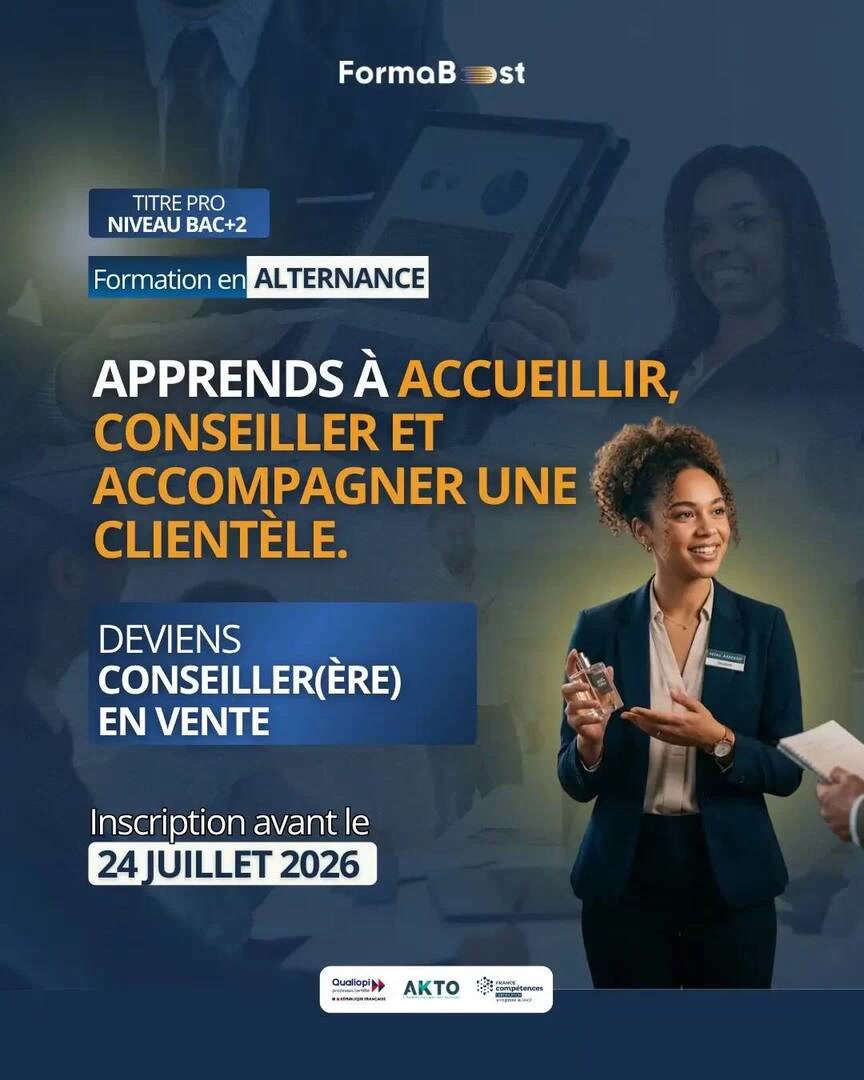 Visuel publicitaire de la formation Conseiller de vente